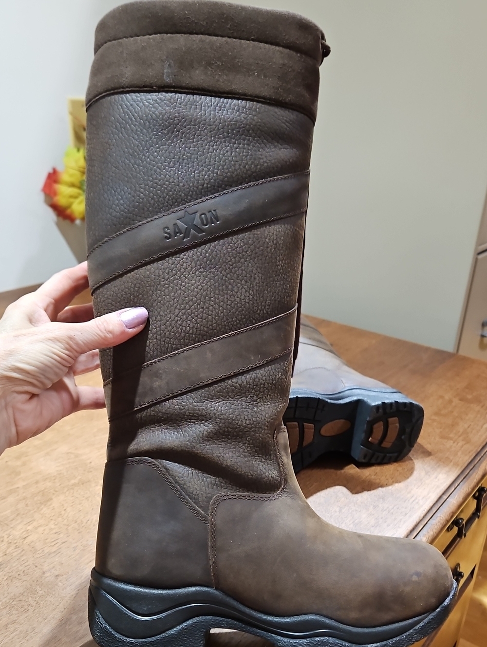 Saxon Tall Brown Riding Boots